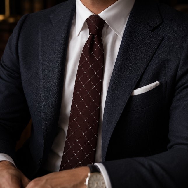 Deep Maroon Micro Grid  Neck Tie (Creator Uploaded)