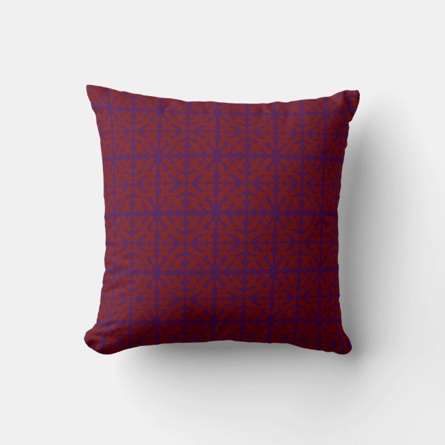 Deep maroon wine red and darkest purple patterns throw pillow (Front)