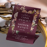 Deep Merlot Wedding | Floral Burgundy Plum QR Code Invitation<br><div class="desc">Announce your wedding with this elegant fall invitation featuring soft watercolor florals in blush, cream, and muted pink tones set against a dramatic deep merlot background. The dark background feels romantic and delicate, and the soft florals add a nice gentle touch. The back of the card includes a QR code...</div>