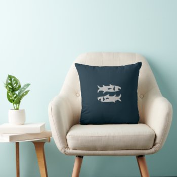 Deep Midnight Blue Fish Throw Pillow by alise_art at Zazzle