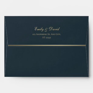 Deep Midnight & Gold Elegant Wedding Envelope