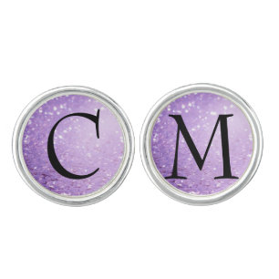 Deep Modern Purple Glitter Wedding Cufflinks