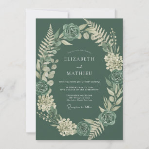 Deep Moss Fern Wedding Invitation