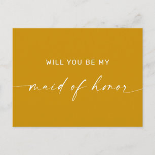 Deep Mustard Yellow Be My Maid of Honor Proposal Postcard
