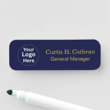 Deep Navy Blue & Gold Color Name Tag Design