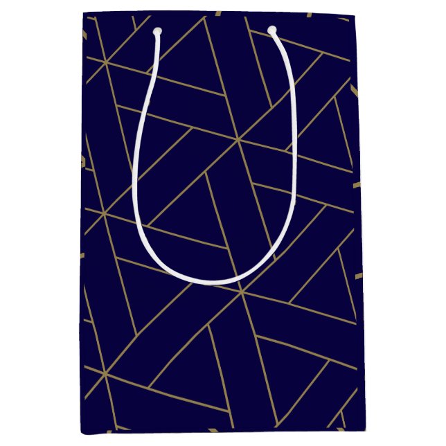 Deep Navy Blue & Gold Medium Gift Bag (Front)