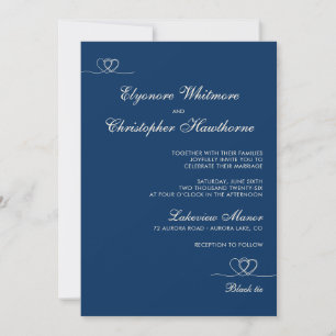 Deep Navy Blue Modern Chic Mix and Match Wedding Invitation