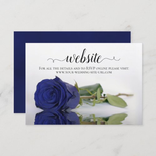 Deep Navy Blue Rose Elegant Wedding Website Enclosure Card