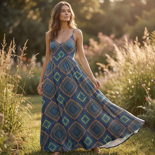 Deep Navy Blue Rust Orange Geometric Tribal Mosaic Fabric