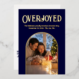 Deep Navy Christmas Baby Birth Announcement Photo