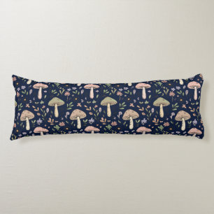 Deep Navy Fungi Seamless Moody Dark Academia Body Pillow