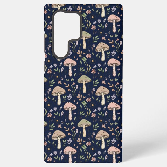 Deep Navy Fungi Seamless Pattern Moody Samsung Galaxy Case (Back)