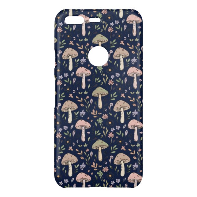 Deep Navy Fungi Seamless Pattern Uncommon Google Pixel Case (Back)