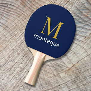 Deep Navy Gold Monogram Personalized Name Luxury  Ping Pong Paddle