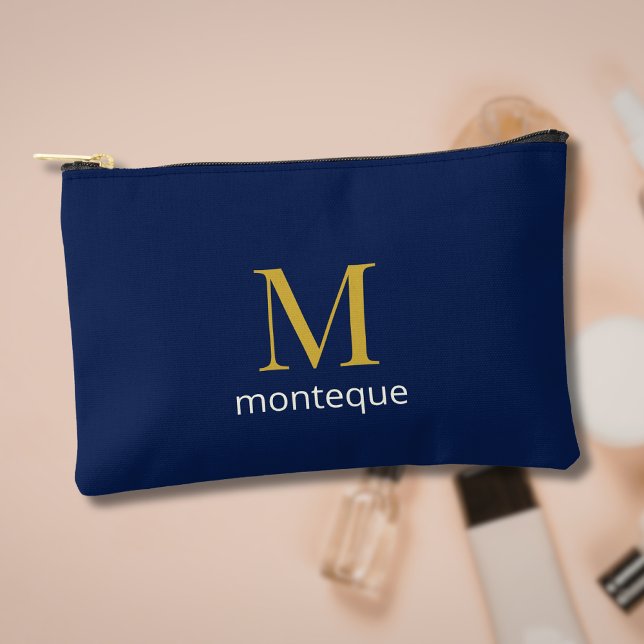 Deep Navy Luxury Custom Monogram Gift For Her Accessory Pouch (Creator Uploaded)