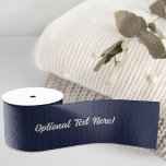 Deep Navy / Midnight Blue - Your text in white on Grosgrain Ribbon