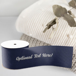 Deep Navy / Midnight Blue - Your text in white on Grosgrain Ribbon