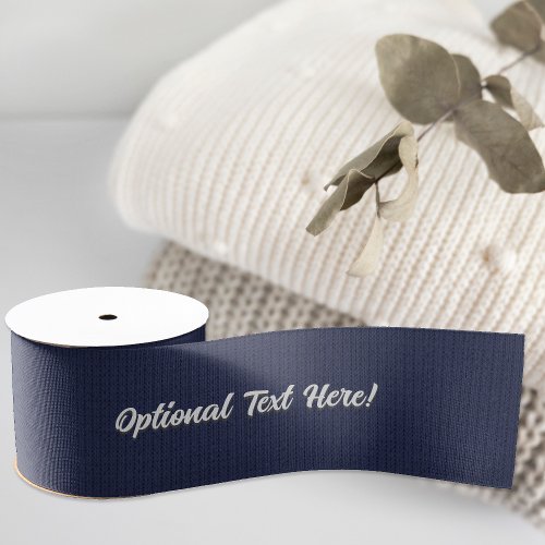 Deep Navy  Midnight Blue _ Your text in white on Grosgrain Ribbon
