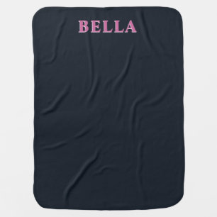 Deep navy pink custom name baby blanket