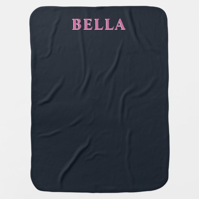 Deep navy pink custom name  baby blanket (Front)