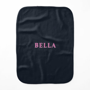 Deep navy pink custom name  baby burp cloth