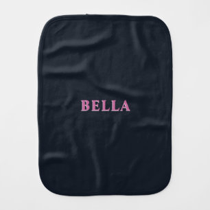 Deep navy pink custom name baby burp cloth