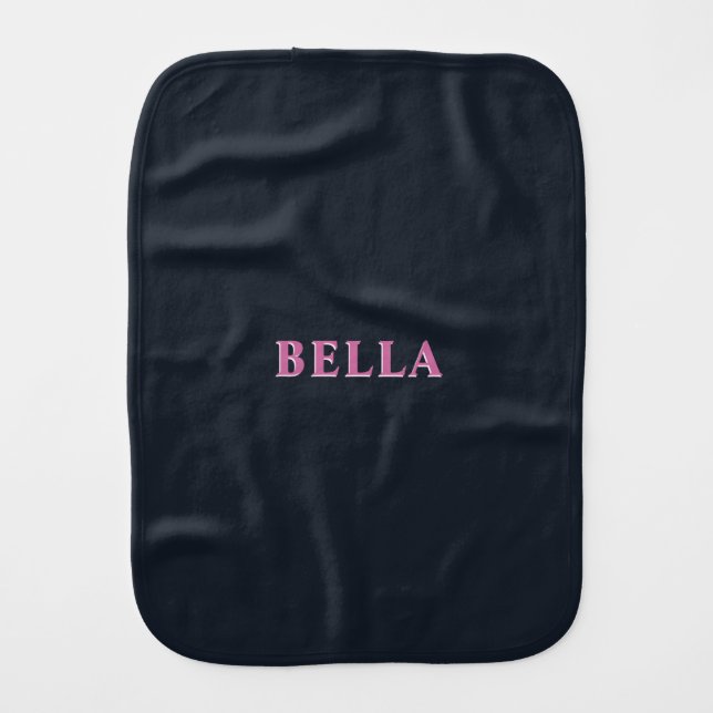 Deep navy pink custom name  baby burp cloth (Front)