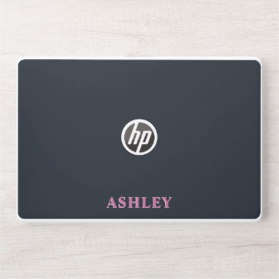 Deep navy pink custom name HP laptop skin