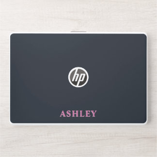 Deep navy pink custom name HP laptop skin