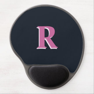 Deep navy pink monogrammed gel mouse pad