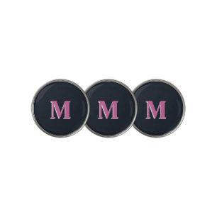 Deep navy pink monogrammed golf ball marker