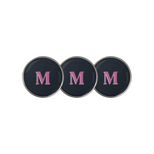 Deep navy pink monogrammed golf ball marker (3 Up)
