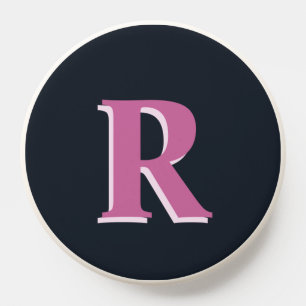 Deep navy pink monogrammed PopSocket