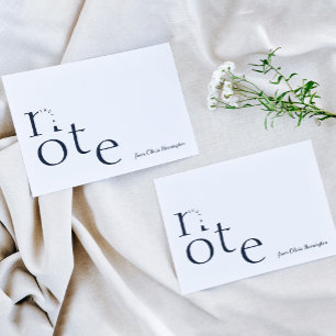 Deep Navy Playful Just a Note in Motion Script Card