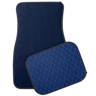 Deep Navy + tartan Car Floor Mat