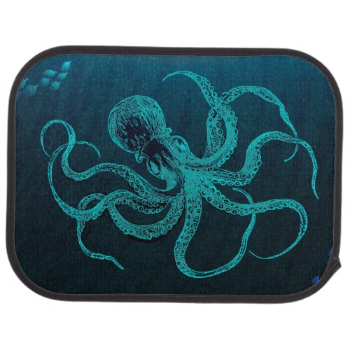 Deep Ocean Blue Color with an Octopus  Small Fish Car Floor Mat