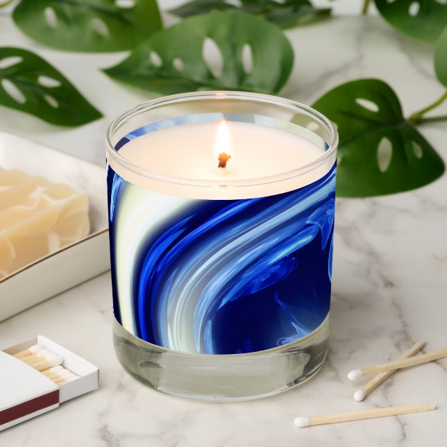Deep ocean blue decor scented candle (Lit)