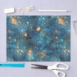 Deep Ocean Blue & Gold Watercolor Shell Decoupage  Tissue Paper
