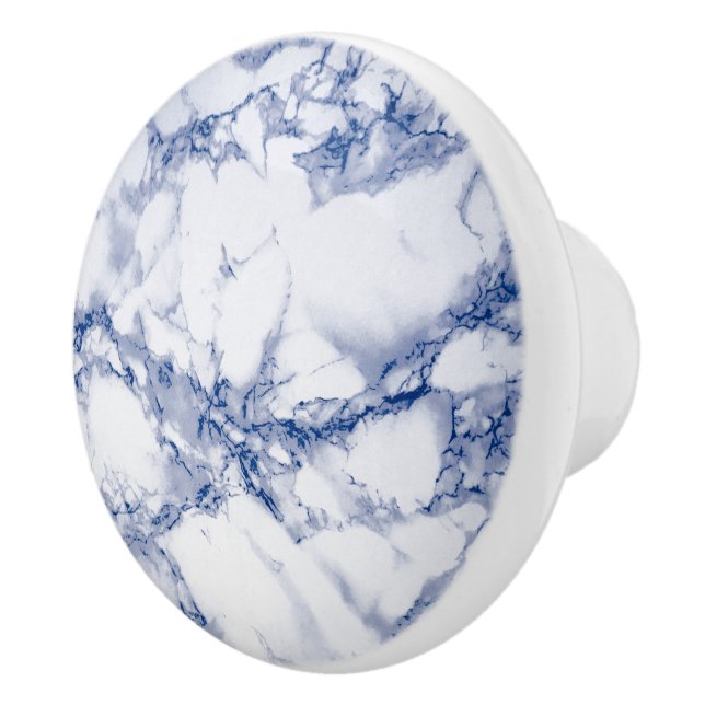 Deep Ocean Blue Marble Ceramic Knob (Right)