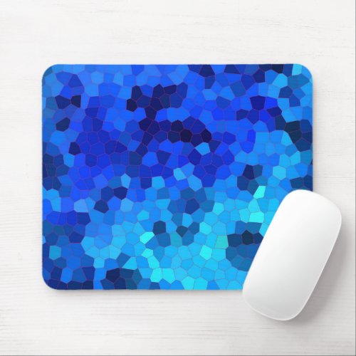Deep Ocean Blue Mosaic Pattern Mouse Pad