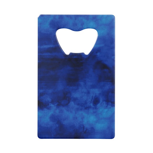 Deep Ocean Blue Waves Abstract Credit Card Bottle Opener (Front)
