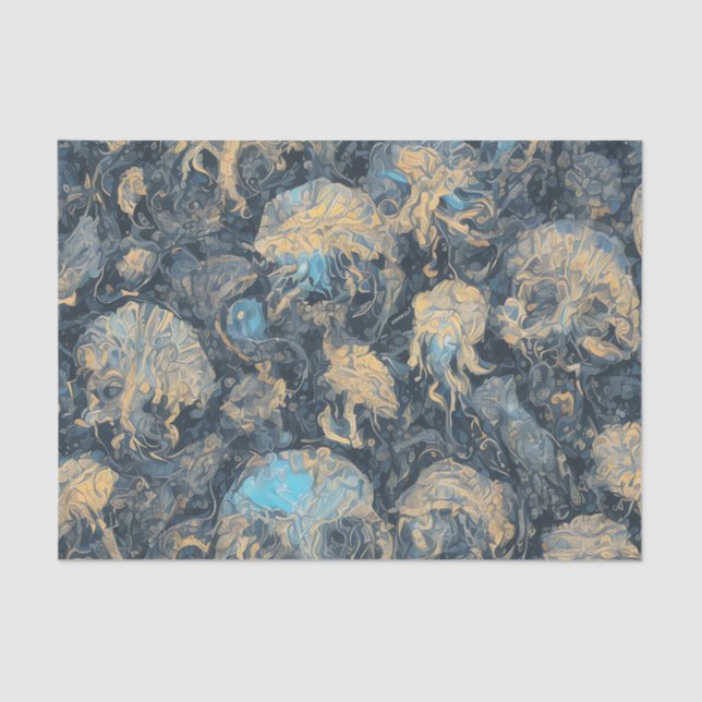Deep Ocean Mystical Jellyfish Pattern Ethereal Art Tissue Paper (Front)