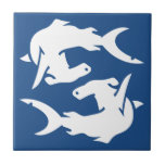 Deep Ocean Navy Blue Hammerhead Shark Fish Tiles at Zazzle