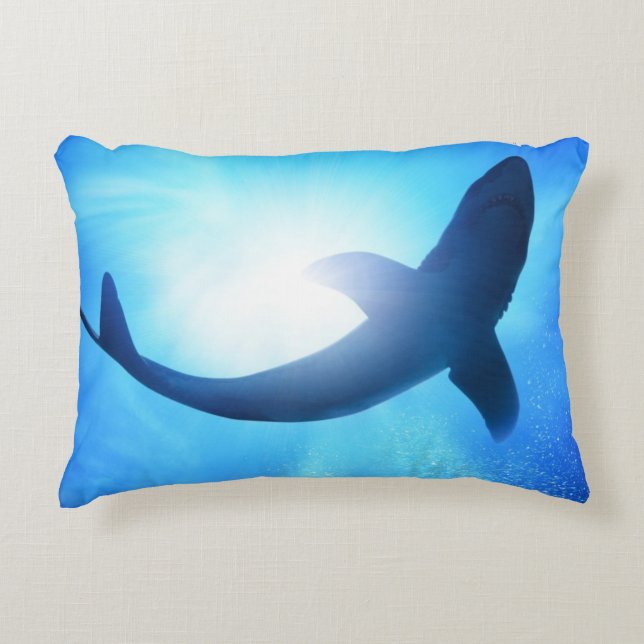 Deep Ocean Shark Silhouette Decorative Pillow (Front)