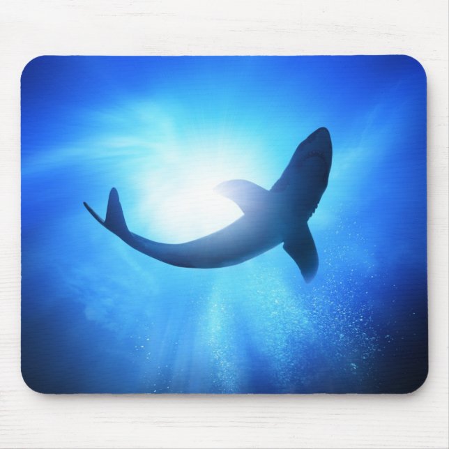 Deep Ocean Shark Silhouette Mouse Pad (Front)