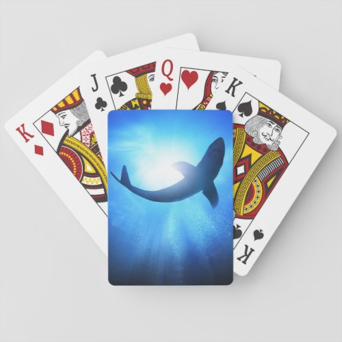 Deep Ocean Shark Silhouette Poker Cards