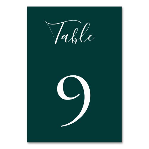 Deep Ocean Teal Table Number Card
