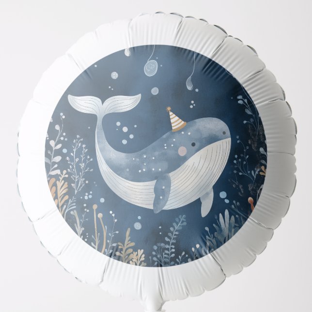 Deep Ocean Whale Birthday Party Balloon (Front)