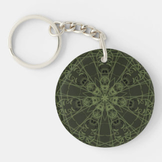 Deep olive green geometric keychain