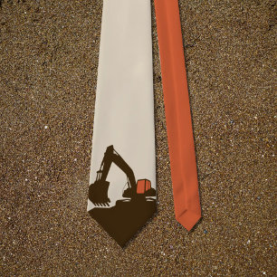 Deep Orange & Brown - Excavator Neck Tie